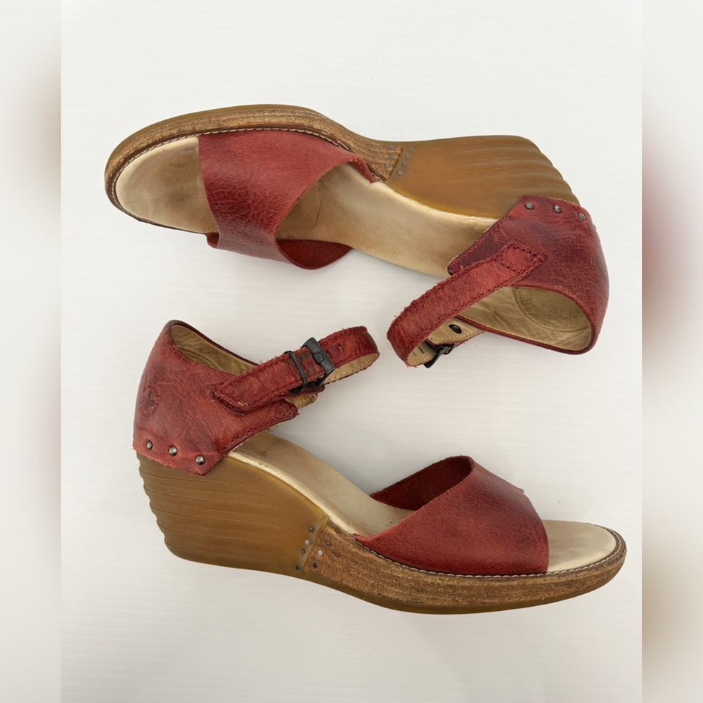 Dr Martens RUANA Leather Heeled Wedges #12327 in Oxblood - 8